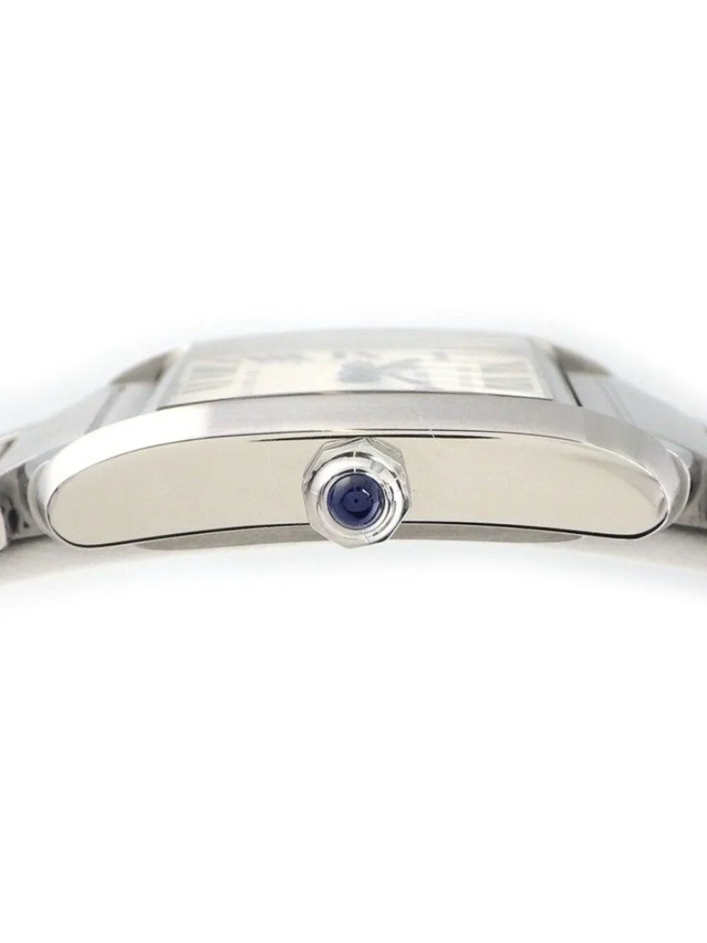 Cartier Watch Tank Francaise MM Square Ivory Dial Roman Index Date SS Quartz